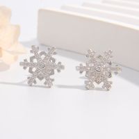 1 Pair Simple Style Snowflake Plating Inlay Sterling Silver Zircon Ear Studs main image 4