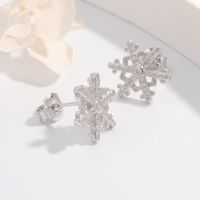 1 Pair Simple Style Snowflake Plating Inlay Sterling Silver Zircon Ear Studs main image 5