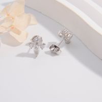 1 Pair Simple Style Geometric Plating Inlay Sterling Silver Zircon Ear Studs main image 4
