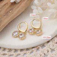1 Pair Simple Style Shiny Oval Inlay Copper Zircon Rose Gold Plated Drop Earrings main image 2