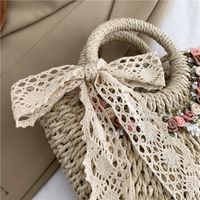 Women's Medium Straw Color Block Vintage Style Classic Style String Shoulder Bag main image 3