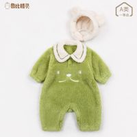 Casual Color Block Velvet Polyester Baby Rompers sku image 10