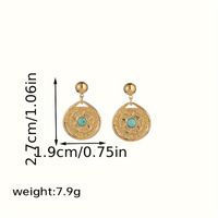 1 Pair Vintage Style Round Plating Inlay Turquoise Tiger Eye Copper Natural Stone Drop Earrings sku image 2