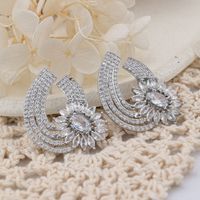 1 Par Elegante Gotitas De Agua Con Cuentas Enchapado Embutido Cobre Circón Pendientes sku image 2