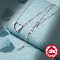 Simple Style Heart Shape Sterling Silver Plating Pendant Necklace main image 3