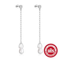 1 Pair Simple Style Geometric Solid Color Sterling Silver Drop Earrings sku image 6