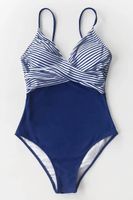 Women's Classic Style Stripe Solid Color 1 Piece One Piece Swimwear main image 3