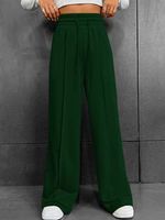 امرأة اليومي ملابس الشارع اللون الصامد مكتمل الطول السراويل بنطال واسع الساق main image 2