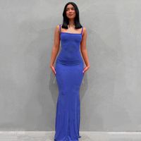 Women's Strap Dress Simple Style Strap Sleeveless Solid Color Maxi Long Dress Daily main image 5