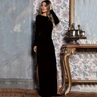 Women's Sheath Dress Elegant Sexy Round Neck Long Sleeve Solid Color Maxi Long Dress Daily main image 4