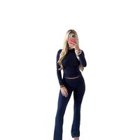 Daily Women's Vintage Style Solid Color Spandex Polyester Pants Sets Pants Sets main image 3