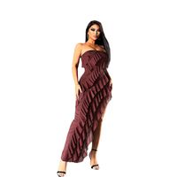 Women's Sheath Dress Elegant Strapless Tassel Sleeveless Solid Color Maxi Long Dress Daily main image 3