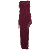 Women's Sheath Dress Elegant Strapless Tassel Sleeveless Solid Color Maxi Long Dress Daily sku image 9