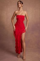 Women's Sheath Dress Elegant Strapless Tassel Sleeveless Solid Color Maxi Long Dress Daily sku image 13