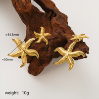 1 Pair Vacation Beach Starfish Stainless Steel 18k Gold Plated Ear Studs main image 2