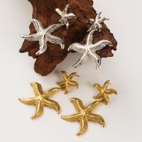 1 Pair Vacation Beach Starfish Stainless Steel 18k Gold Plated Ear Studs main image 1
