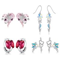 1 Pair Elegant Star Heart Shape Mermaid Sterling Silver Drop Earrings main image 1