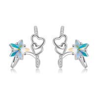 1 Pair Elegant Star Heart Shape Mermaid Sterling Silver Drop Earrings main image 4