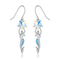1 Pair Elegant Star Heart Shape Mermaid Sterling Silver Drop Earrings main image 6