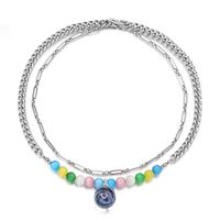 304 Stainless Steel Classic Style Beaded Round Color Block Necklace main image 1
