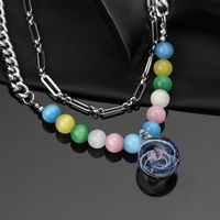 304 Stainless Steel Classic Style Beaded Round Color Block Necklace main image 5