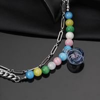 304 Stainless Steel Classic Style Beaded Round Color Block Necklace main image 3