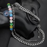 304 Stainless Steel Classic Style Beaded Round Color Block Necklace main image 4