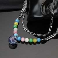 304 Stainless Steel Classic Style Beaded Round Color Block Necklace main image 8