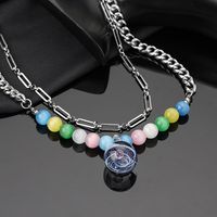 304 Stainless Steel Classic Style Beaded Round Color Block Necklace main image 6
