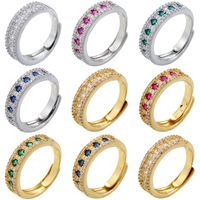 Wholesale Elegant Color Block Copper Plating Inlay Zircon Open Rings main image 10