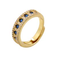 Großhandel Elegant Farbblock Kupfer Überzug Inlay Zirkon Offener Ring main image 9