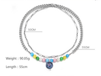 304 Stainless Steel Classic Style Beaded Round Color Block Necklace main image 2
