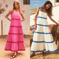 Women's Regular Dress Elegant Simple Style Strap Zipper Sleeveless Stripe Midi Dress Holiday Travel main image 1