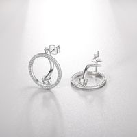 1 Pair Elegant Simple Style Geometric Plating Sterling Silver White Gold Plated Ear Studs main image 5