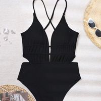 Women's Basic Classic Style Solid Color 1 Piece One Piece Swimwear main image 3