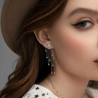 1 Pair Elegant Sweet Star Tassel Plating Sterling Silver Drop Earrings main image 4