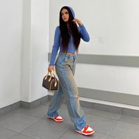 Women's Street Streetwear Solid Color Full Length Jeans Straight Pants main image 2