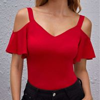 Women's T-shirt Short Sleeve T-shirts Elegant Classic Style Solid Color main image 3
