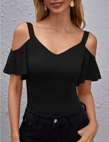 Women's T-shirt Short Sleeve T-shirts Elegant Classic Style Solid Color sku image 1