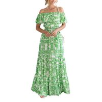 Women's Swing Dress Streetwear Off Shoulder Short Sleeve Printing Maxi Long Dress Holiday Street main image 5