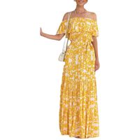 Women's Swing Dress Streetwear Off Shoulder Short Sleeve Printing Maxi Long Dress Holiday Street main image 4