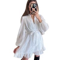 Women's Regular Dress Elegant Classic Style V Neck Long Sleeve Solid Color Above Knee Daily main image 3