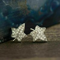 1 Pair Simple Style Maple Leaf Plating Inlay Copper Zircon Ear Studs main image 1