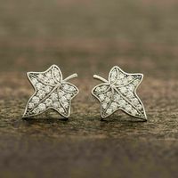 1 Pair Simple Style Maple Leaf Plating Inlay Copper Zircon Ear Studs main image 5