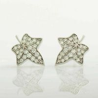 1 Pair Simple Style Maple Leaf Plating Inlay Copper Zircon Ear Studs main image 3