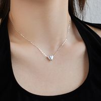 Sterling Silber Einfacher Stil Herzform Überzug Halskette main image 4