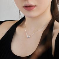 Sterling Silver Simple Style Heart Shape Plating Necklace main image 3