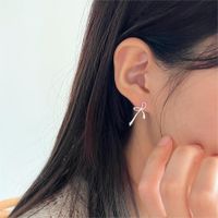 1 Pair Simple Style Bow Knot Plating Sterling Silver Ear Studs main image 3