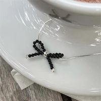 Sterling Silver Simple Style Bow Knot Pendant Necklace main image 2