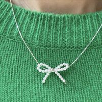 Sterling Silver Simple Style Bow Knot Pendant Necklace main image 1